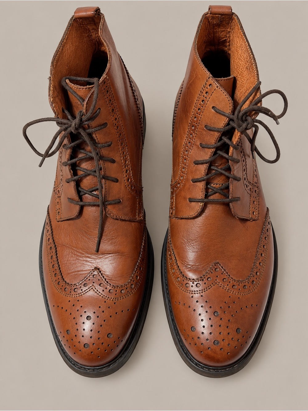 Stafford Tan Brown Leather Chukka Wingtip Boots
